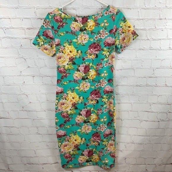Tam Ware Floral Print Dress Spring Easter Scoop Neck Short Sleeve Summer Size M - Picture 2 of 6